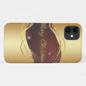 Coques Case-Mate iPhone Motif de Noël doré sur fond rouge (Dos (Horizontal))