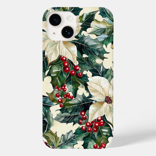 Coques Case-Mate iPhone Motif de Noël floral de Poinsettia (19) (Verso)