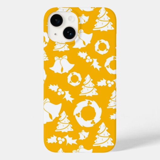 Coques Case-Mate iPhone Motif de Noël jaune (Verso)