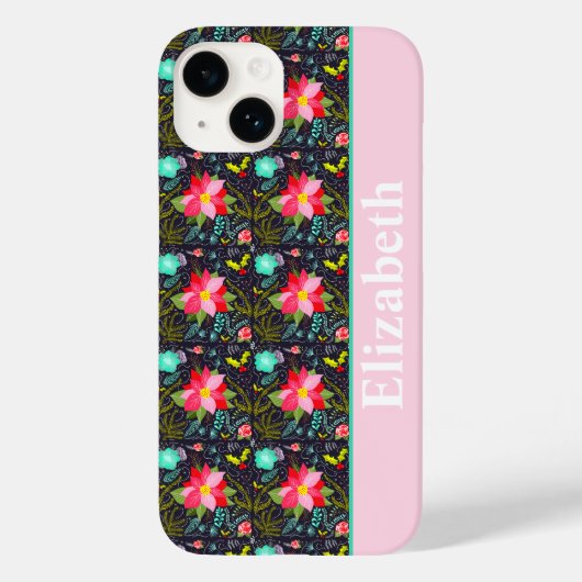 Coques Case-Mate iPhone Motif de Noël moderne Poinsettia (Verso)