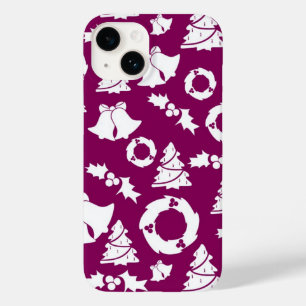 Coque Pour iPhone 14 Motif de Noël pourpre