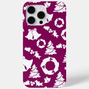 Coque iPhone 15 Pro Max Motif de Noël pourpre