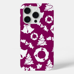 Coque iPhone 15 Pro Motif de Noël pourpre