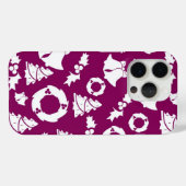 Coques Case-Mate iPhone Motif de Noël pourpre (Verso (horizontal))