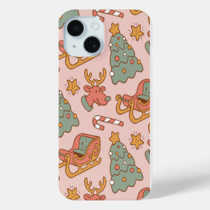 Coque Pour iPhone 15 Motif de Noël Rétro Mignon Vacances de Fêtes Vinta