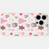 Coques Case-Mate iPhone Motif de Noël rose (Verso (horizontal))