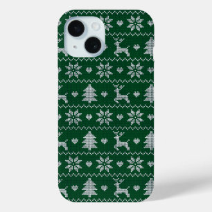 Coque Pour iPhone 15 Motif de Noël tricoté sans couture