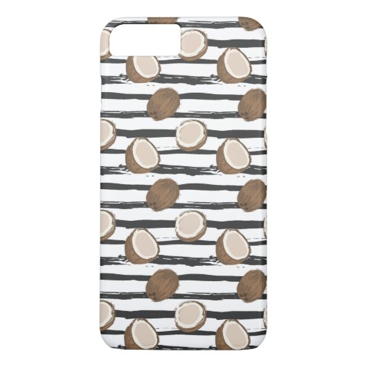 Coques Case-Mate iPhone Motif de noix de coco sur Grunge Stripes (Dos)