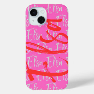 Coque Pour iPhone 15 Motif de nom Elsa Repeating