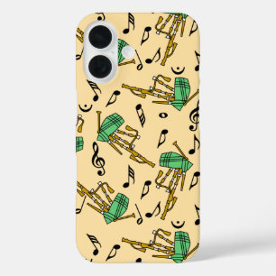 Coques iPhone 16 Motif de note musicale Bagpipes