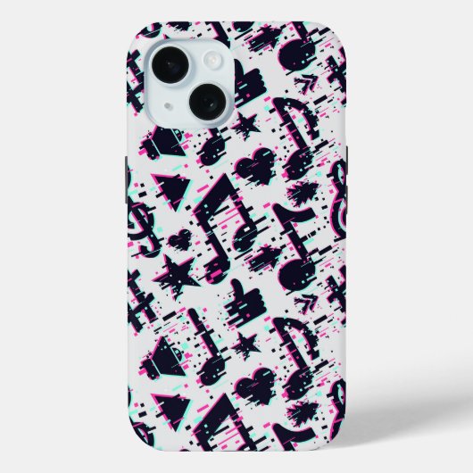 Coques Case-Mate iPhone Motif de notes musicales et de coeurs déformés (Verso)