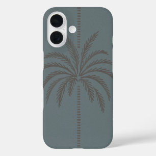 Coques iPhone 16 Motif de palmier minimal bleu gris tropical