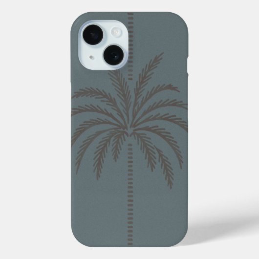 Coques Case-Mate iPhone Motif de palmier minimal bleu gris tropical (Verso)