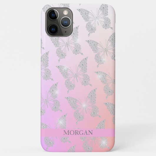 Coques Case-Mate iPhone Motif de papillon diamant, Nom do-it-yourself, Cou (Dos)