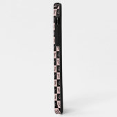 Coques Case-Mate iPhone motif de papillon rose et noir À damiers (Dos/Gauche)