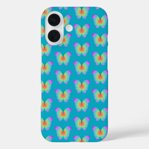 Coques iPhone 16 Motif de papillons de couleur arc-en-ciel