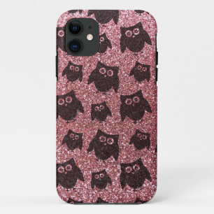 Coque Case-Mate Pour iPhone motif de parties scintillant de hibou rose pastel