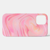 Coques Case-Mate iPhone Motif de Parties scintillant en marbre rose et or (Verso (horizontal))