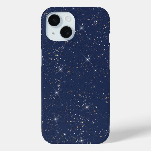 Coques Case-Mate iPhone Motif de parties scintillant en or brillant bleu m (Verso)