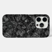 Coques Case-Mate iPhone Motif de Parties scintillant moderne Monogramme Bl (Verso (horizontal))