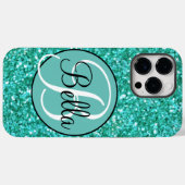 Coques Case-Mate iPhone motif de parties scintillant pétillant turquoise m (Verso (horizontal))