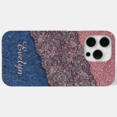 Coques Case-Mate iPhone Motif de Parties scintillant Rose bleu Denim Jeans (Verso (horizontal))