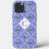 Coques Case-Mate iPhone Motif de passiflore bleue de jardinage Monogramme (Verso)