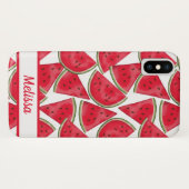 Coques Case-Mate iPhone Motif de pastèque avec nom personnalisé (Dos (Horizontal))