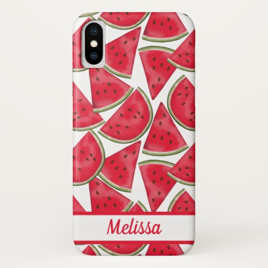 Coques Case-Mate iPhone Motif de pastèque avec nom personnalisé (Dos)