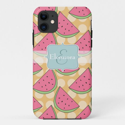 Coques Case-Mate iPhone Motif de pastèque, Pois orange (Dos)