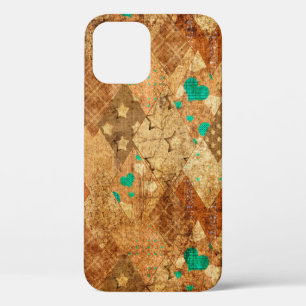 Case-Mate iPhone Case Motif de patchwork de grunge Brown avec étoiles et