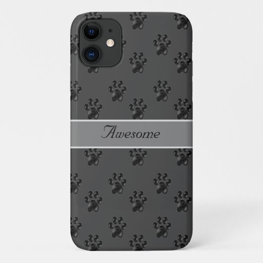 Coques Case-Mate iPhone Motif de patte grise mignon et calligraphie (Dos)
