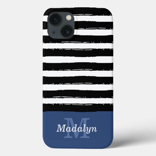 Coques Case-Mate iPhone Motif de peinture noire avec Monogram Cas de marin (Verso)