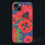 Coques Pour iPhone Motif de pépites rouges et noires orientales<br><div class="desc">Un coque Coque-Mate élégant pour protéger votre iPad Air, avec un beau motif audacieux de rouge écarlate et noir Poppies orientales, sur un arrière - plan bleu profond. Faisant partie de la collection Posh & Painterly 'Oriental Poppies', ce motif peut être facilement customisé en redimensionnant la tuile motif pour un...</div>