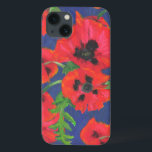 Coques Pour iPhone Motif de pépites rouges et noires orientales<br><div class="desc">Un coque Coque-Mate élégant pour protéger votre iPad Air, avec un beau motif audacieux de rouge écarlate et noir Poppies orientales, sur un arrière - plan bleu profond. Faisant partie de la collection Posh & Painterly 'Oriental Poppies', ce motif peut être facilement customisé en redimensionnant la tuile motif pour un...</div>