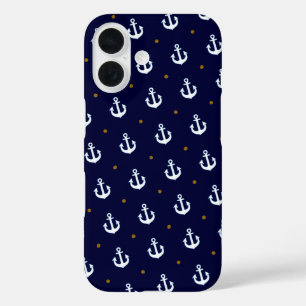 Coques iPhone 16 motif de petites Ancres blanches