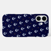 Coques Case-Mate iPhone motif de petites Ancres blanches (Verso (horizontal))