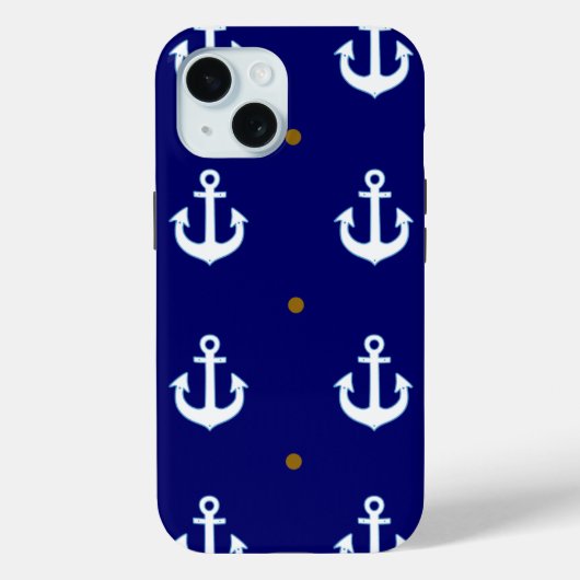 Coques Case-Mate iPhone motif de petites ancres blanches (Verso)