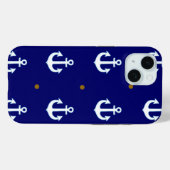 Coques Case-Mate iPhone motif de petites ancres blanches (Verso (horizontal))