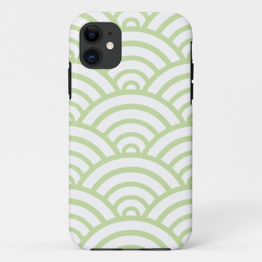 Coques Case-Mate iPhone Motif de pétoncle vert et blanc (Dos)