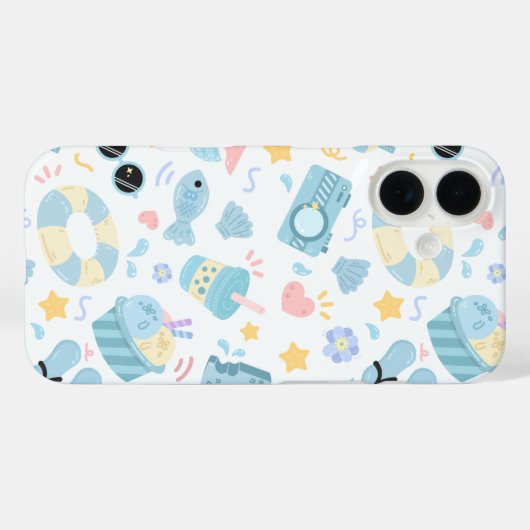 Coques Case-Mate iPhone Motif de plage estivale pastel  (Verso (horizontal))