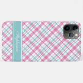 Coques Case-Mate iPhone Motif de plaid de rose et d'Aqua (Dos (Horizontal))