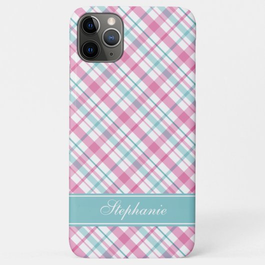 Coques Case-Mate iPhone Motif de plaid de rose et d'Aqua (Dos)
