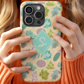 Coques Case-Mate iPhone Motif de plante de cactus succulente avec monogram