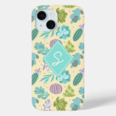 Coques Case-Mate iPhone Motif de plante de cactus succulente avec monogram (Verso)