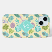 Coques Case-Mate iPhone Motif de plante de cactus succulente avec monogram (Verso (horizontal))
