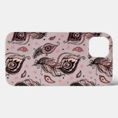 Coques Case-Mate iPhone Motif de plume de paon (Verso (horizontal))