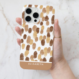 Coque iPhone 15 Pro Max Motif de point de aquarelle marron moderne personn