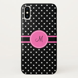 Case-Mate iPhone Case Motif de point de Polka blanc et noir Monogram