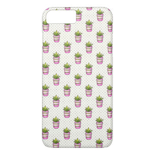 Coque iPhone 7 Plus Motif de point Polka Succulent Aquarelle